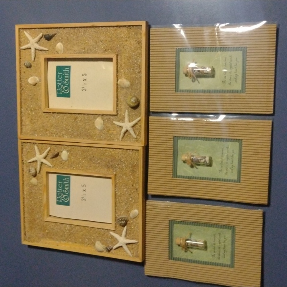 Hallmark HBD Cards Potter & Smith Beach Theme Photo Frame Home Decor Bundle New